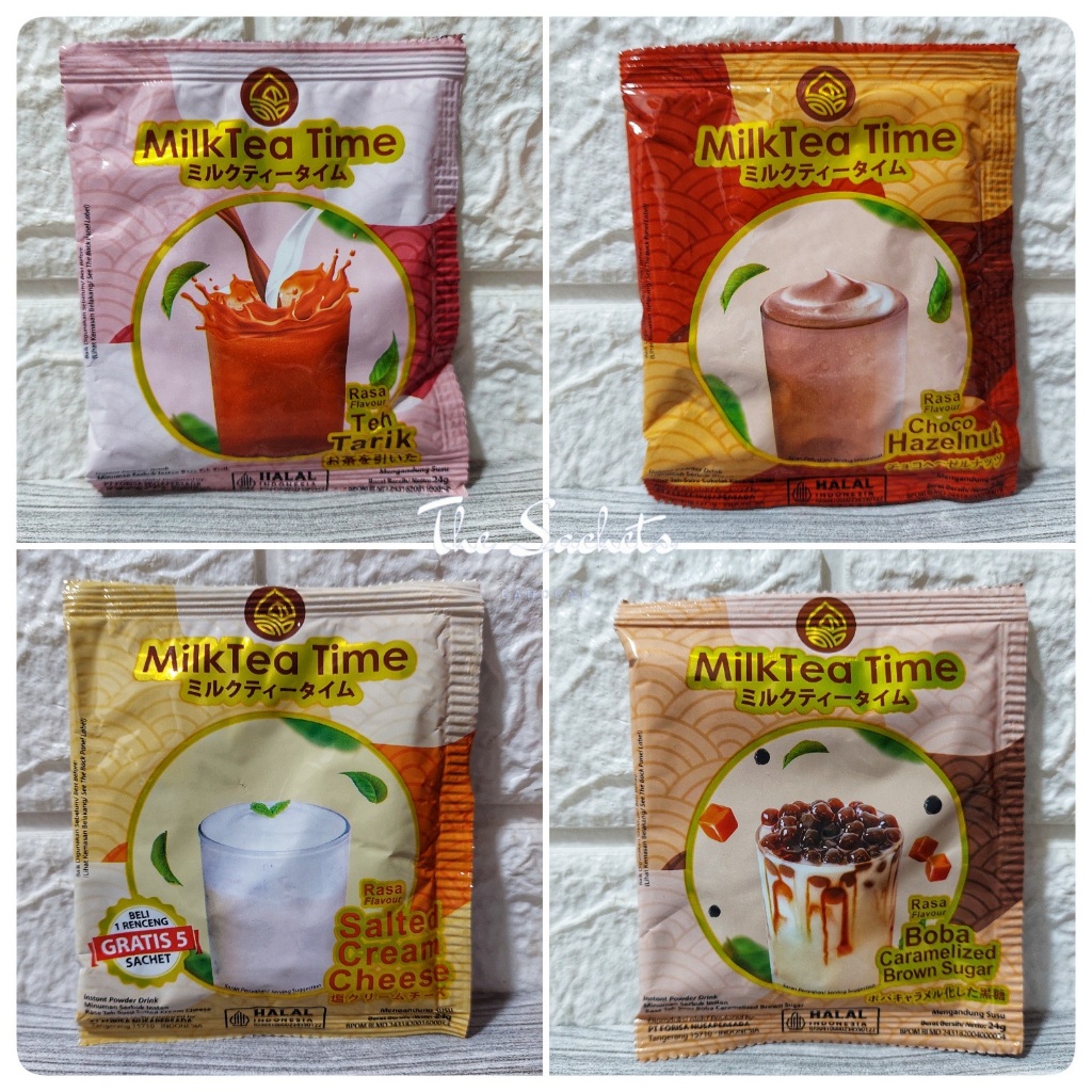 MILKTEA TIME Teh Tarik Choco Hazelnut Boba Caramel Brown Sugar Salted Cream Cheese Sachet