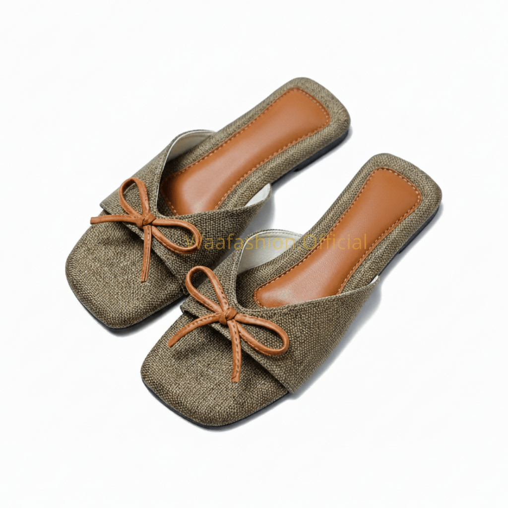 Sandal Wanita Coffee Kasual Harian Elegan Stylish Bahan Kain Alas Busa Empuk Anti Slip SIze 37-41