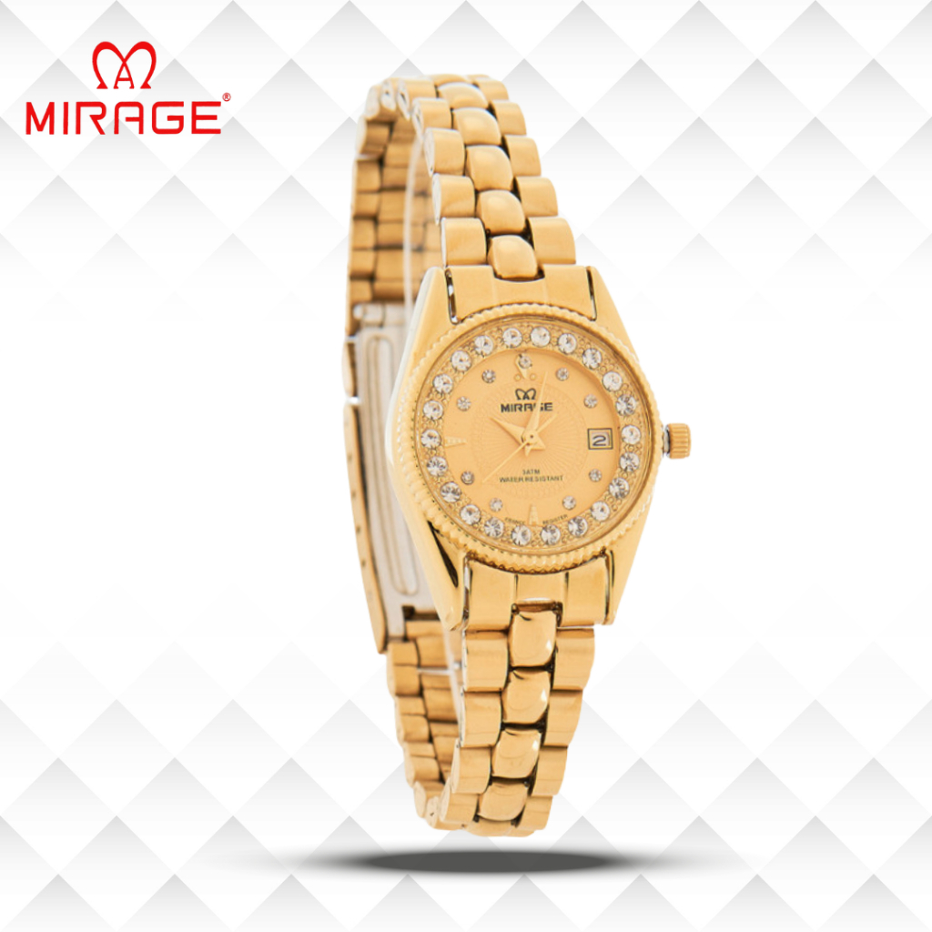 Mirage Jam Tangan Wanita Permata Analog RX 1580 L Gold Original Stainless