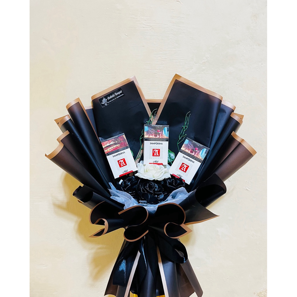 buket Rokok 3 pcs + pita satin