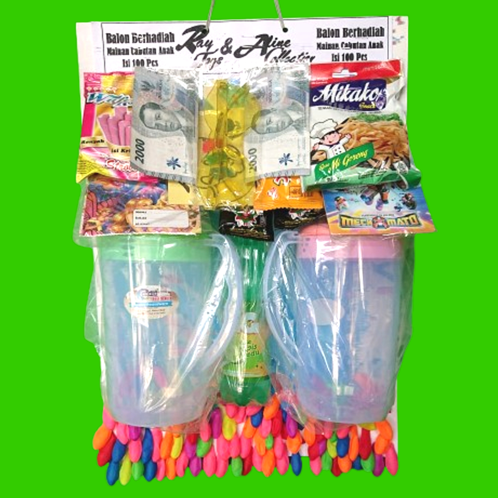 TERLARIS Grosir Mainan Cabutan Balon Anak Berhadiah Teko Minuman Isi 100 Harga Ecer 500an