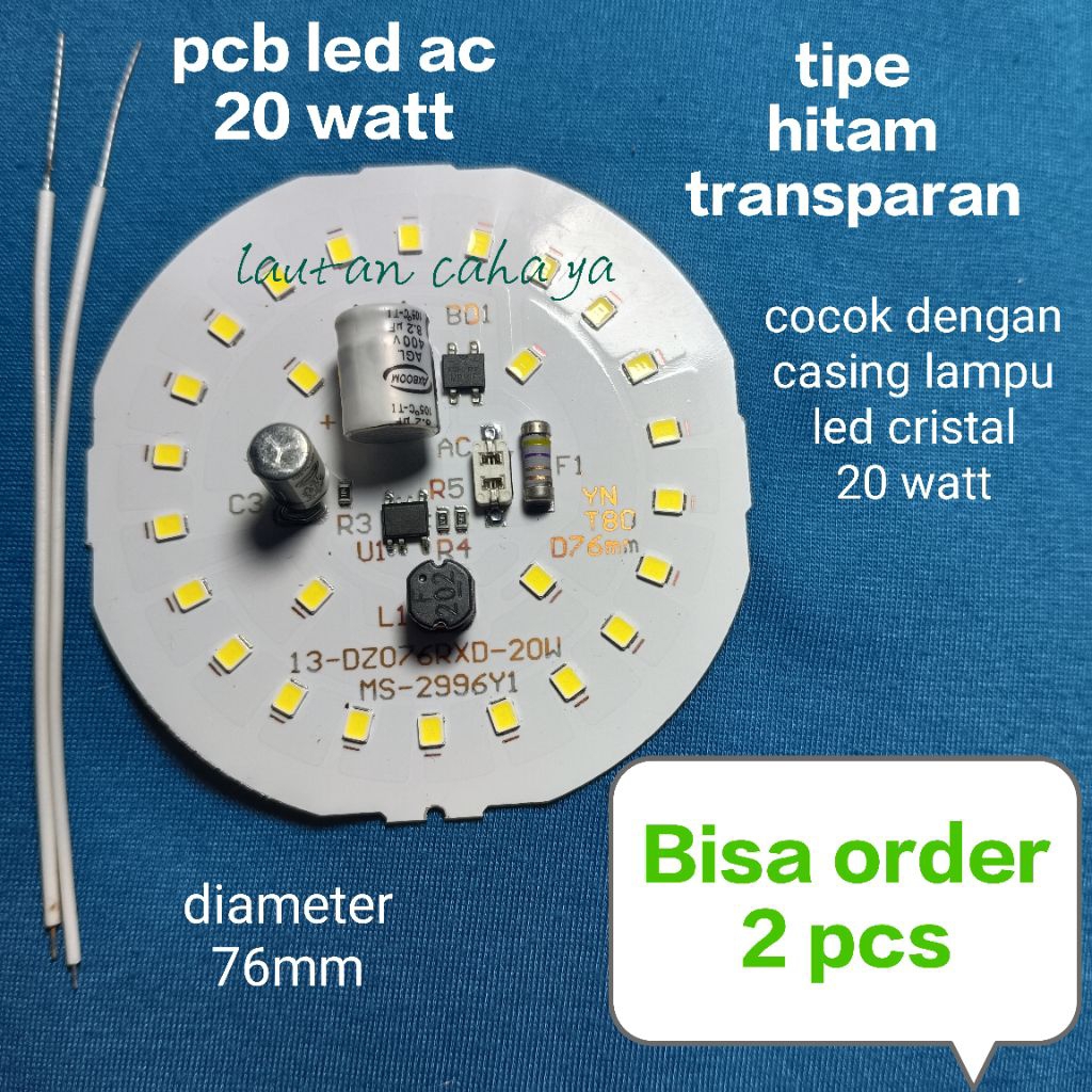 PCB LED AC 20 WATT NEW HITAM TRANSPARAN / MESIN LAMPU