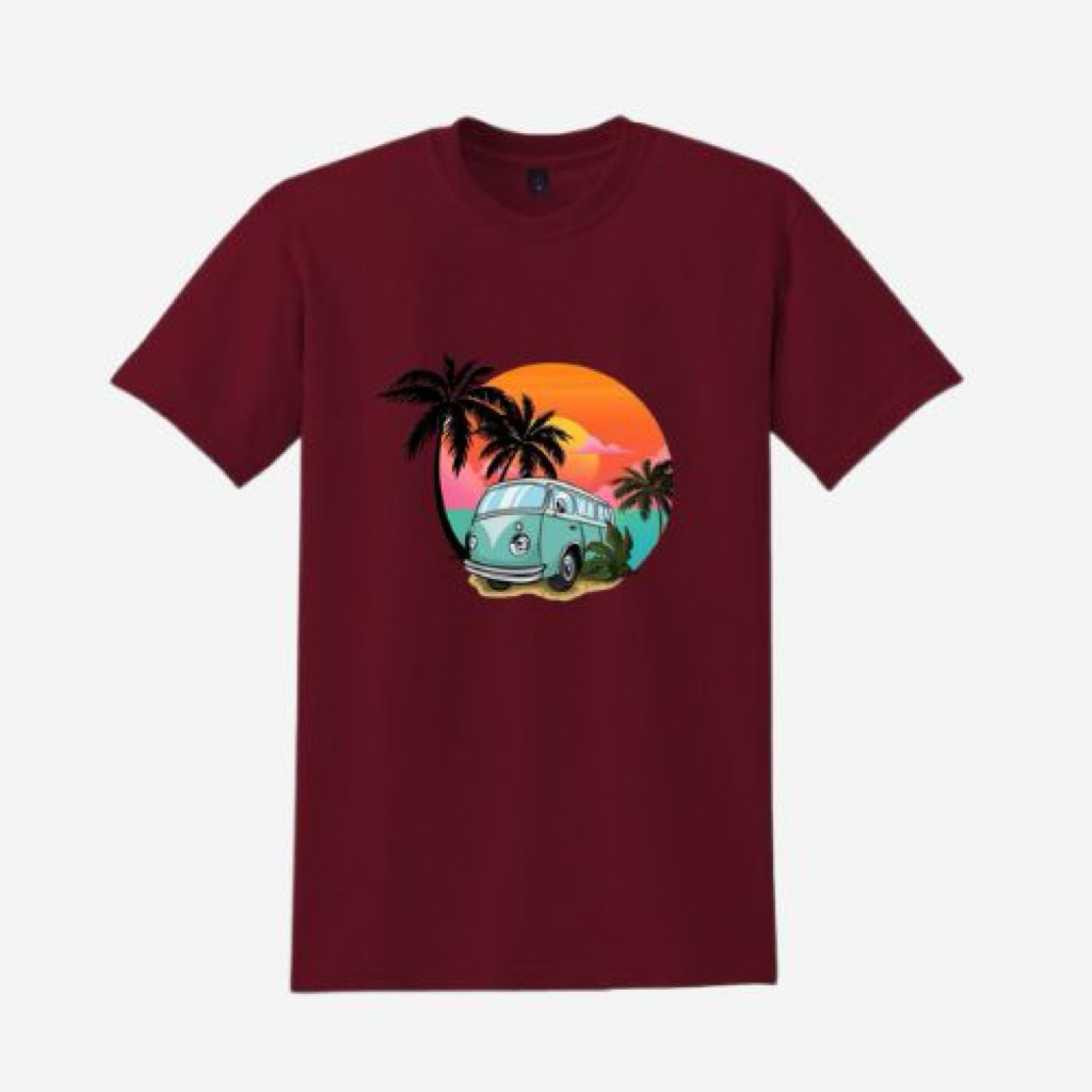 KAOS OBLONG DEWASA/KAOS ATASAN PRIA/KAOS DISTRO DESAIN GAMBAR PANTAI UKURAN M L XL