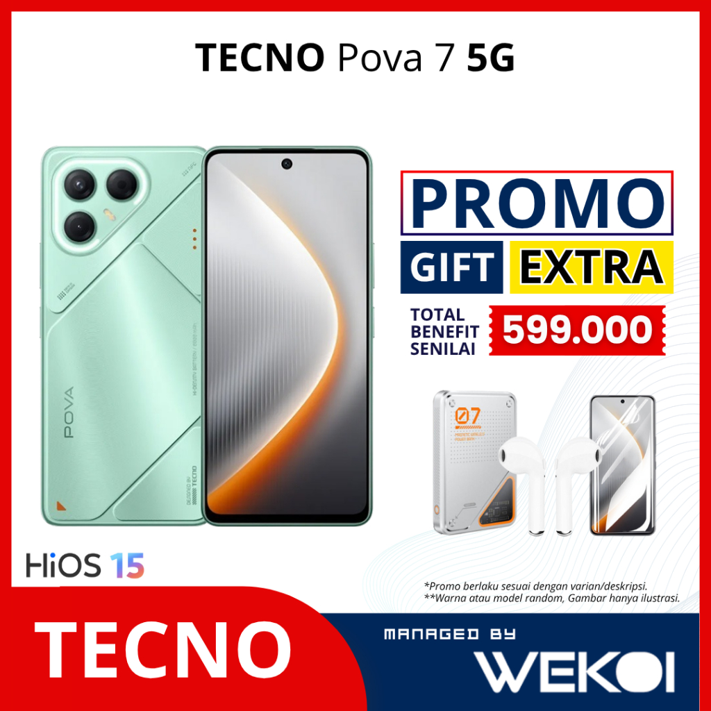 TECNO POVA 7 5G Ram 8GB Internal 128GB / 256GB Handphone Smartphone Original Garansi Resmi 1 Tahun