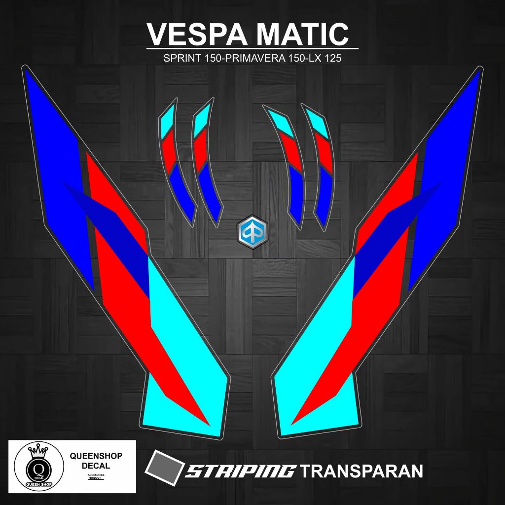 STRIPING TRANSPARAN UV VESPA MATIC MOTIF 01 / VESPA SPRINT / SKOTLET TRANSPARAN VARIASI / VESPA PRIM