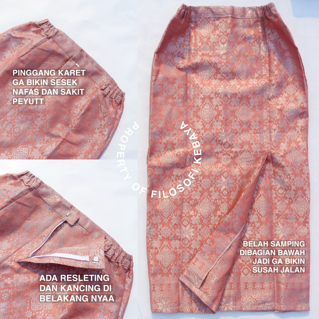Rok Songket Span Jadi Pinggang Karet Rok Songket Wisuda Rok Kebaya Belah Rok Songket Silver Putih