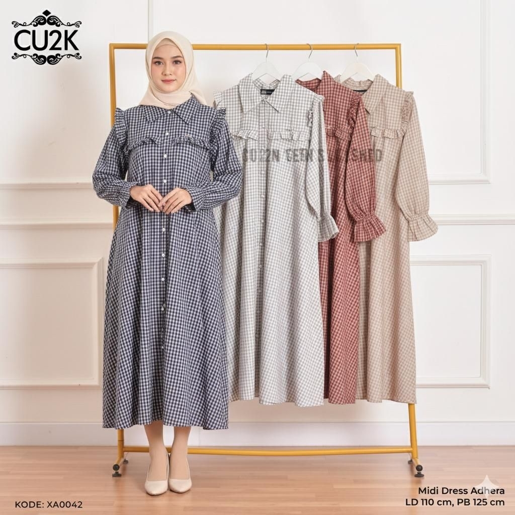 MIDI DRESS ADHERA BY CU2K | MIDI CU2K | GAMIS CU2K | MIDI KATUN | GAMIS KATUN