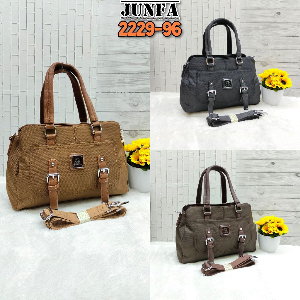 Tas selempang wanita Junfa kanvas 2229-96 3 ruang kualitas original