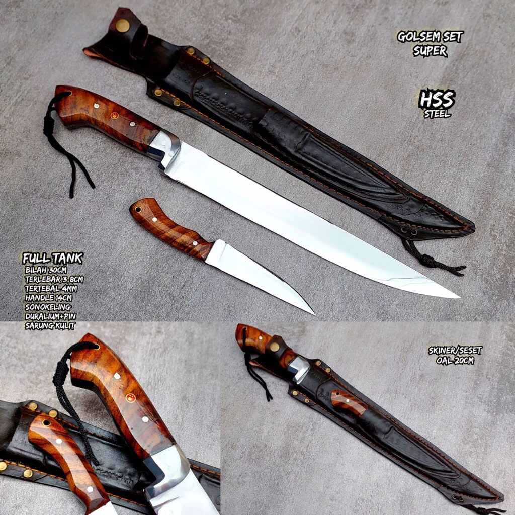 Pisau Set/Paket Sembelih Hewan Qurban - Baja HSS Fulltang