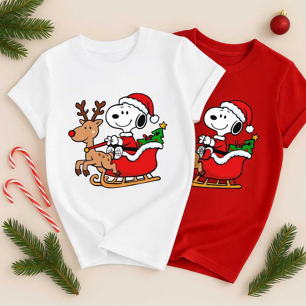 Kaos Oblong Natal NT28 Baju Natal Anak Dan Dewasa Couple Sekeluarga Baju Christmas Warna Putih Merah