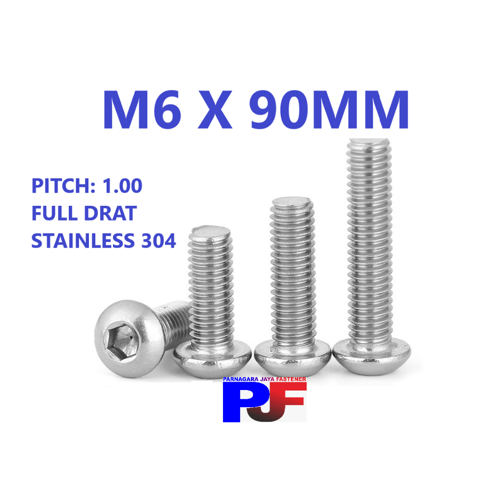 Baut L Button M6 x 90 / Baut Button L M6 x 90 SUS 304