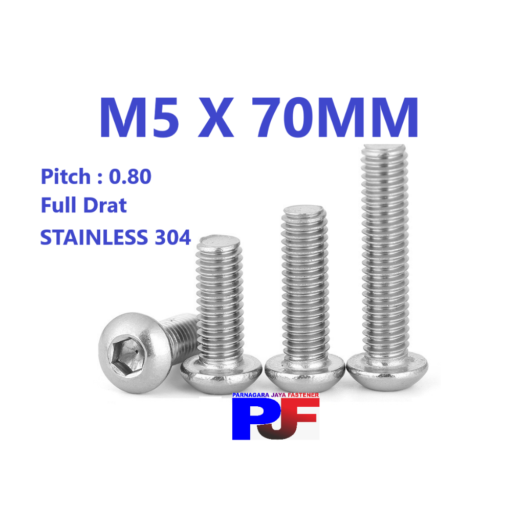 Baut L Button M5 x 70 / Baut Button L M5 x 70 SUS 304