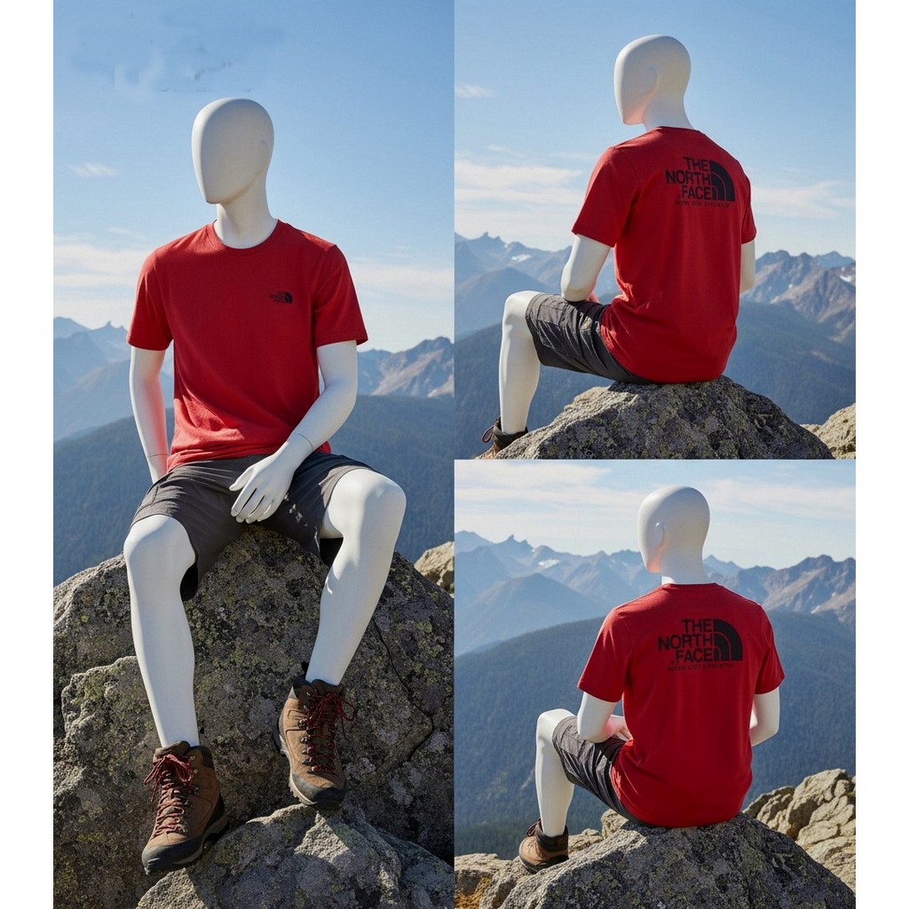Kaos The North Face Original Tshirt Outdoor – Bahan Premium Cotton, Nyaman & Stylish – Merah