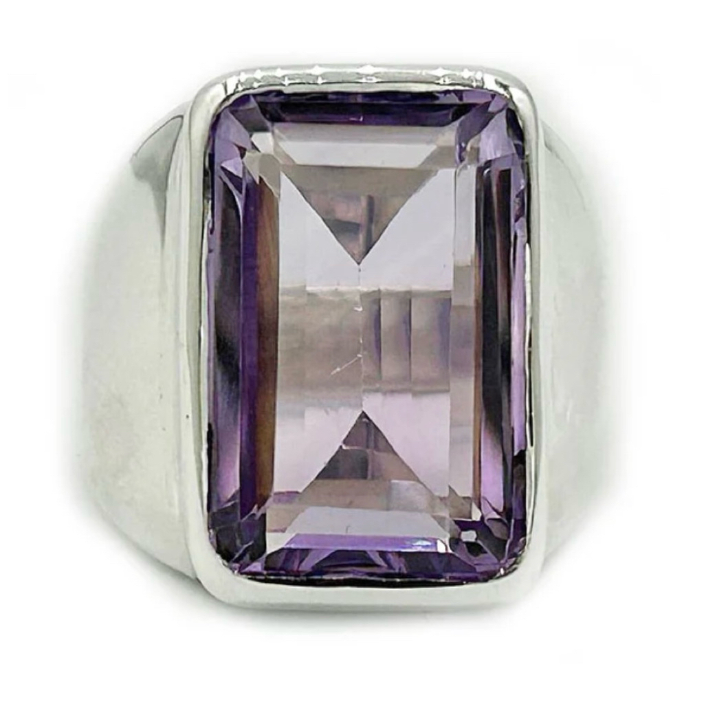 Preloved Cincin Emas 3.5 gram Putih Putih Batu Amethyst