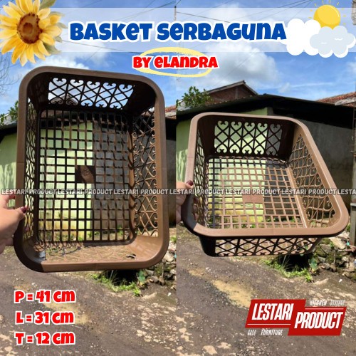 ( 6 PCS ) KERANJANG BASKET SERBAGUNA I KERANJANG SEGI LOUNDRY ELANDRA | KERANJANG COKELAT | RIGEN | 