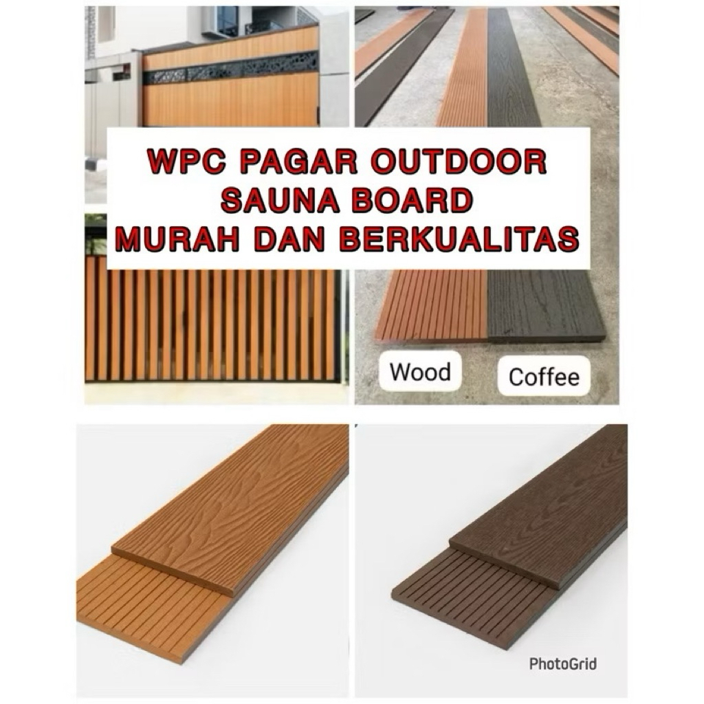 Pagar Kayu WPC Tahan Air Dan Jamur Sauna Board Plank Fence Minimalis Solid Board List Plank Full Pla