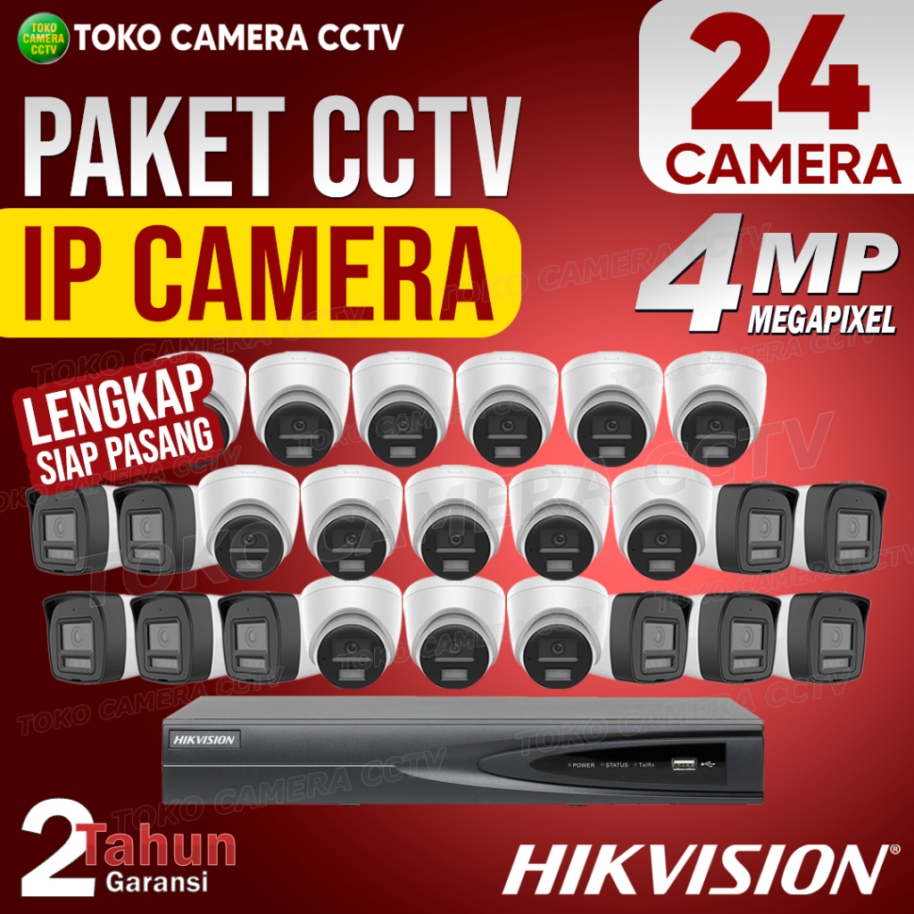 PAKET CCTV IP CAMERA HIKVISION 4MP 32 CHANNEL 24 KAMERA