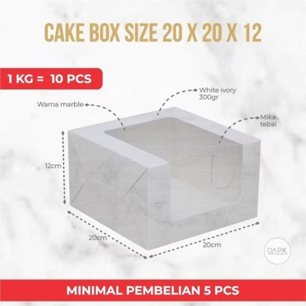Cake box 20x20x12, Dus Kue Besar, Box Kue Tebal, Dus Kue 20x20
