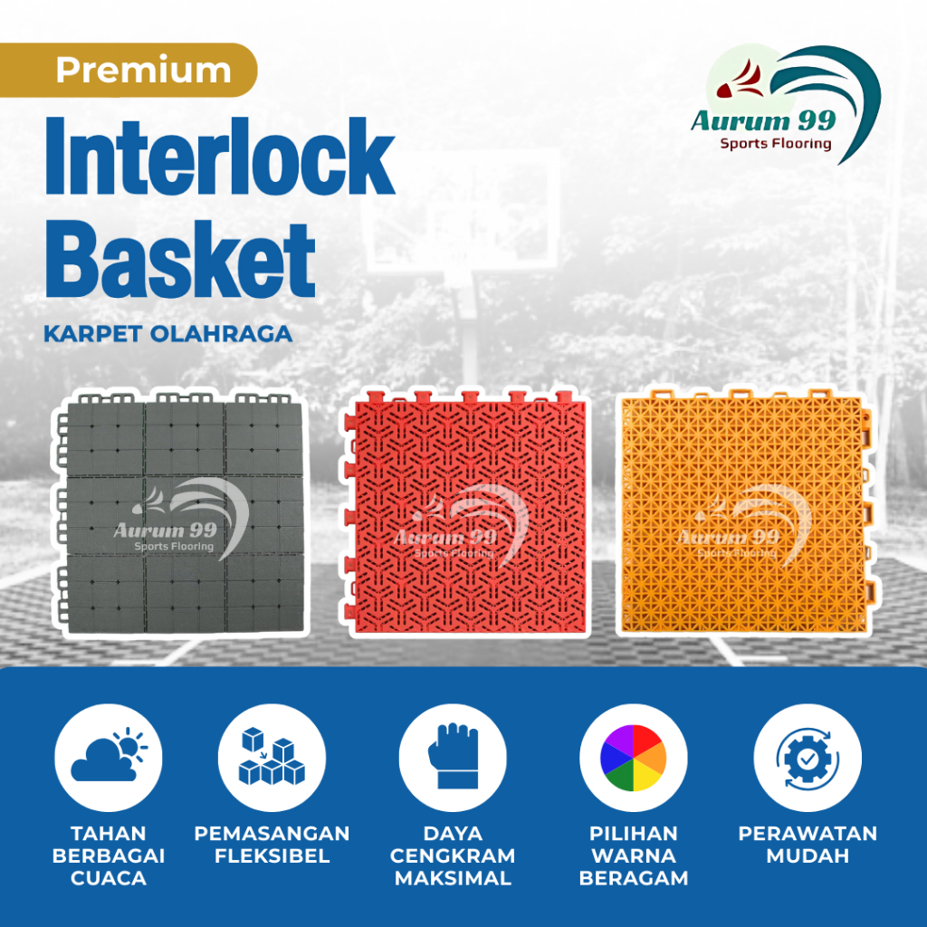 Interlock Basketball - Lantai Basket Outdoor | Lantai Lapangan Basket (Premium)