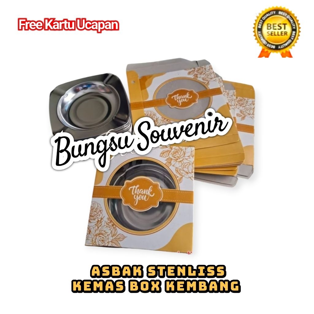 (isi 100pcs) souvenir asbak Stenlis kemas box Souvenir pernikahan Free kartu ucapan