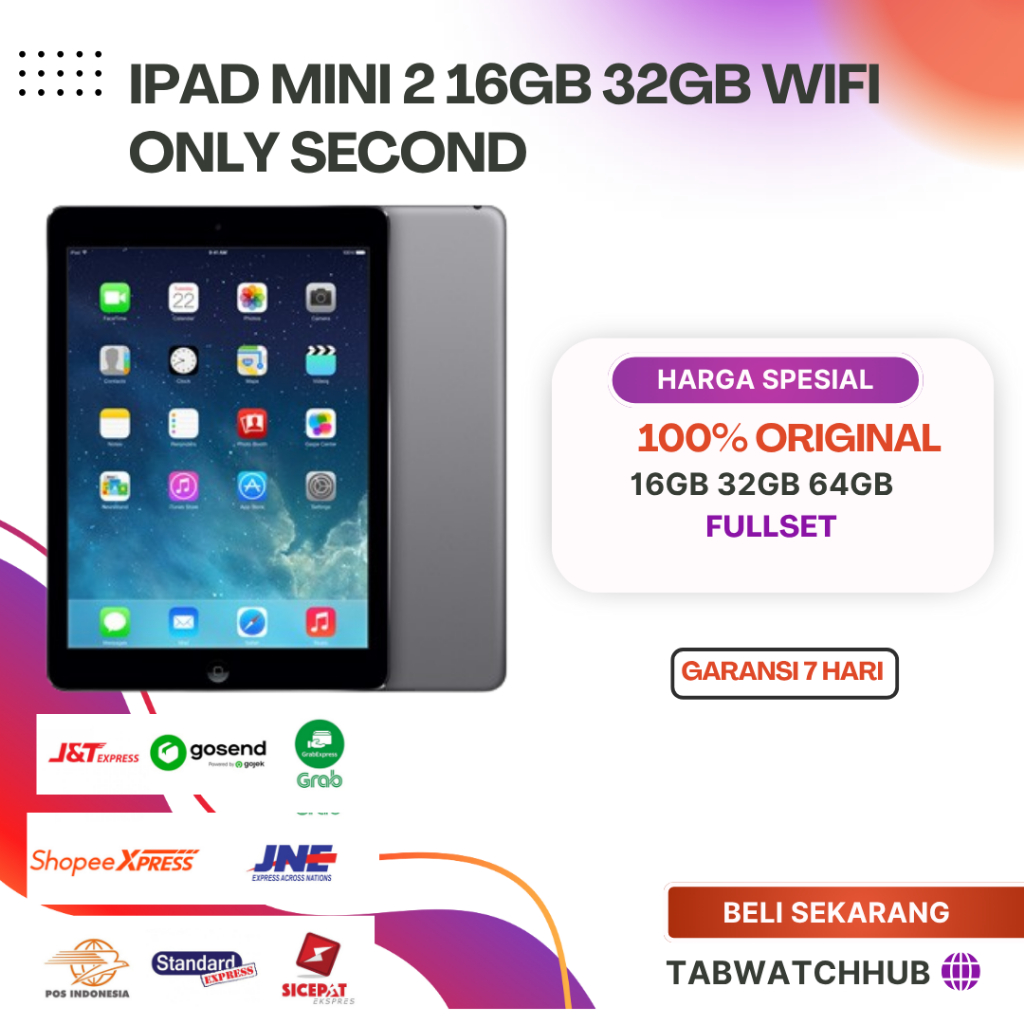 Ipad Mini 2 16GB 32GB 64GB 128GB Wifi Only Second Fullset