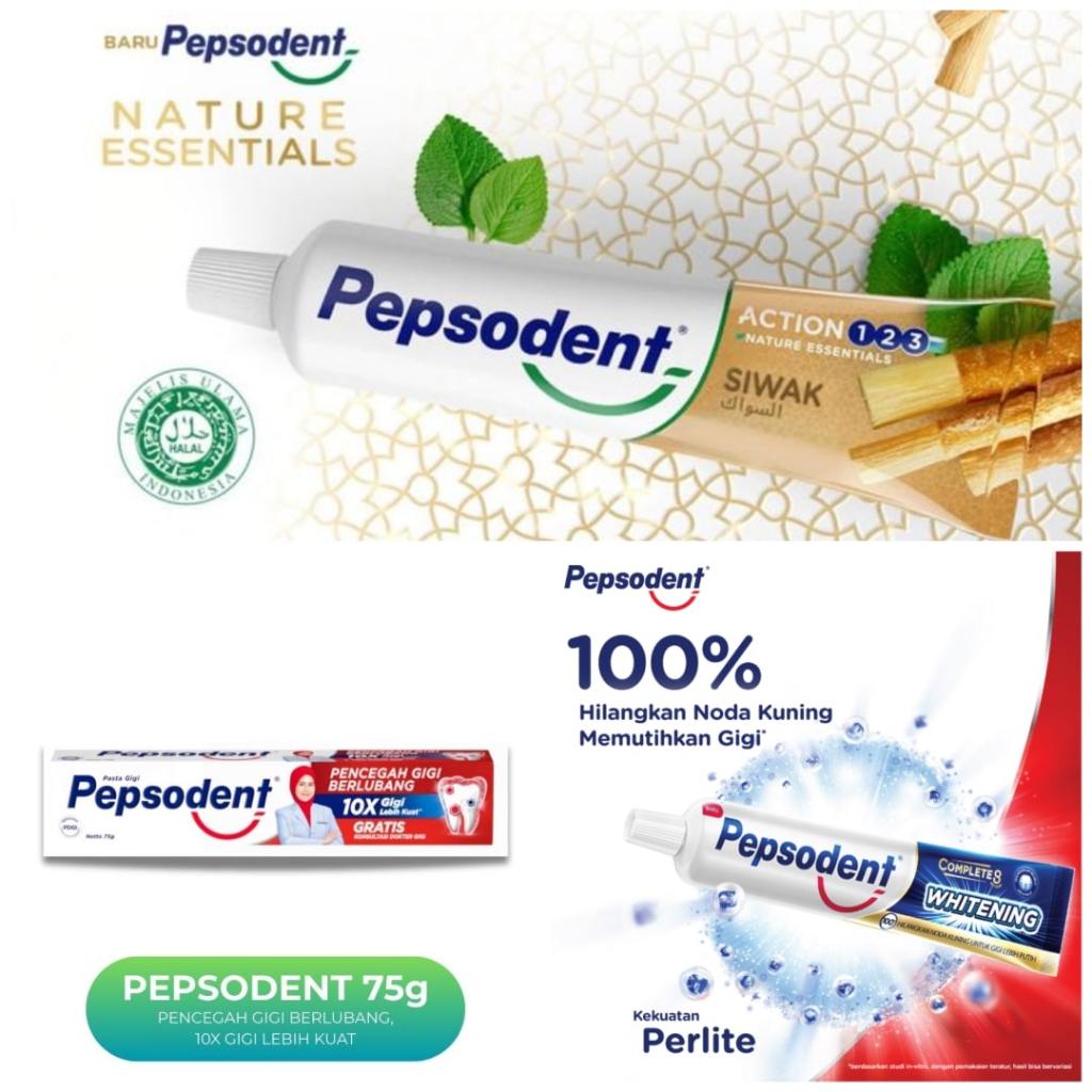 PASTA GIGI ODOL PEPSODENT COMPLETE 8 SIWAK - WHITENING - PENCEGAH GIGI BERLUBANG 65GR (TANPA BOX)