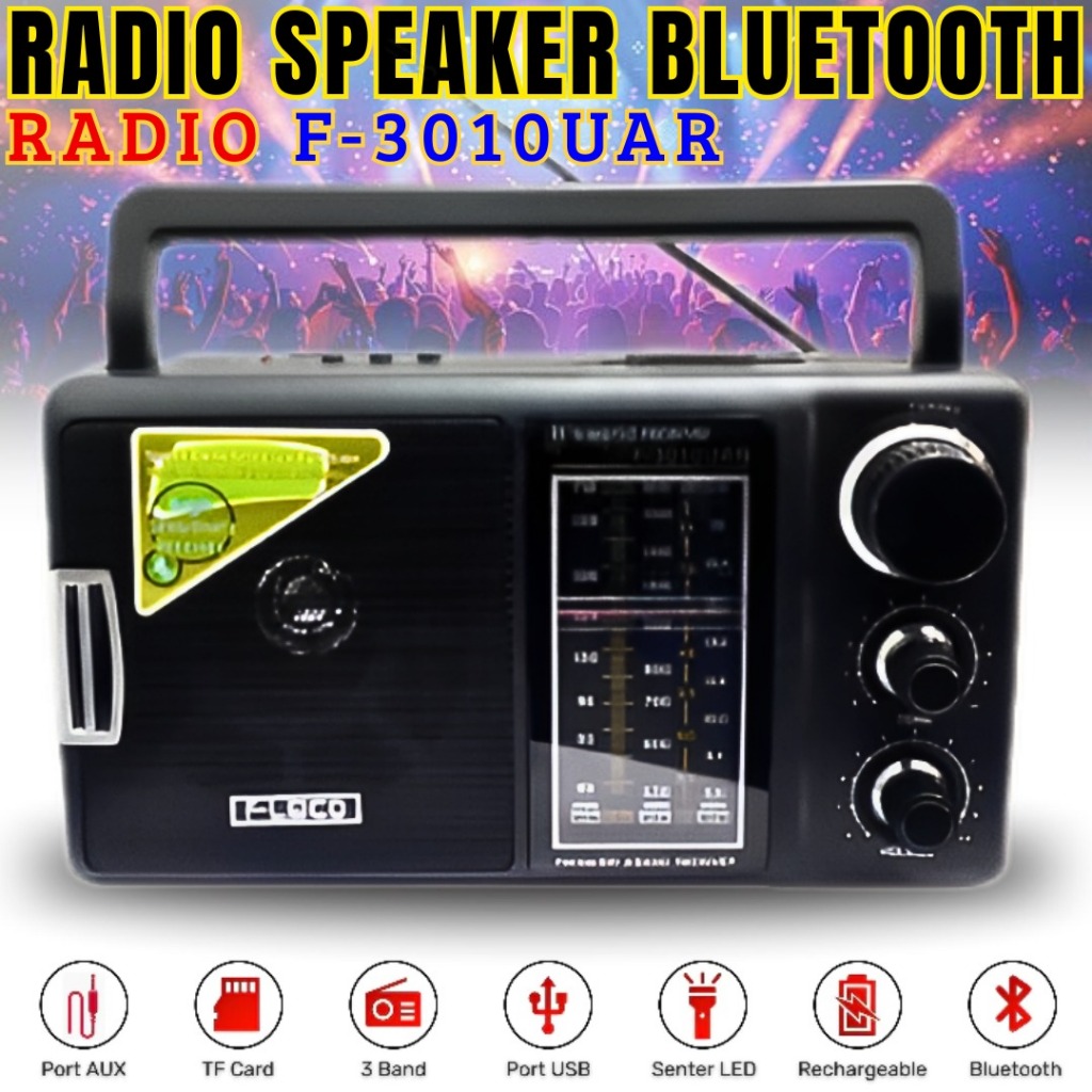 Fleco 3010UAR 3010 USB BLUETOOTH FM AM SW model jadul kuno radio cas portable