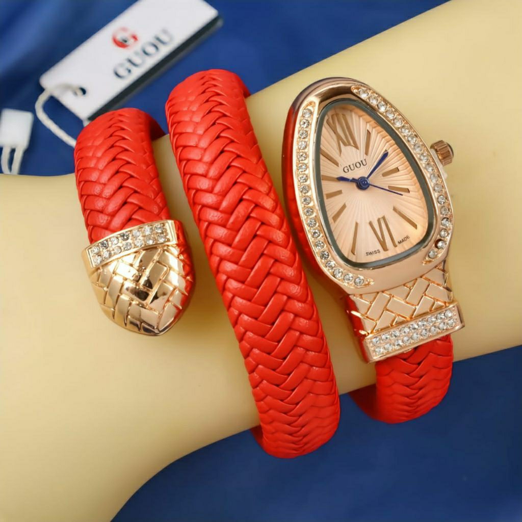JAM TANGAN WANITA GUOU MODEL ULAR SUPER ELEGAN WARNA PILIHAN - JAM TANGAN WANITA ELEGAN