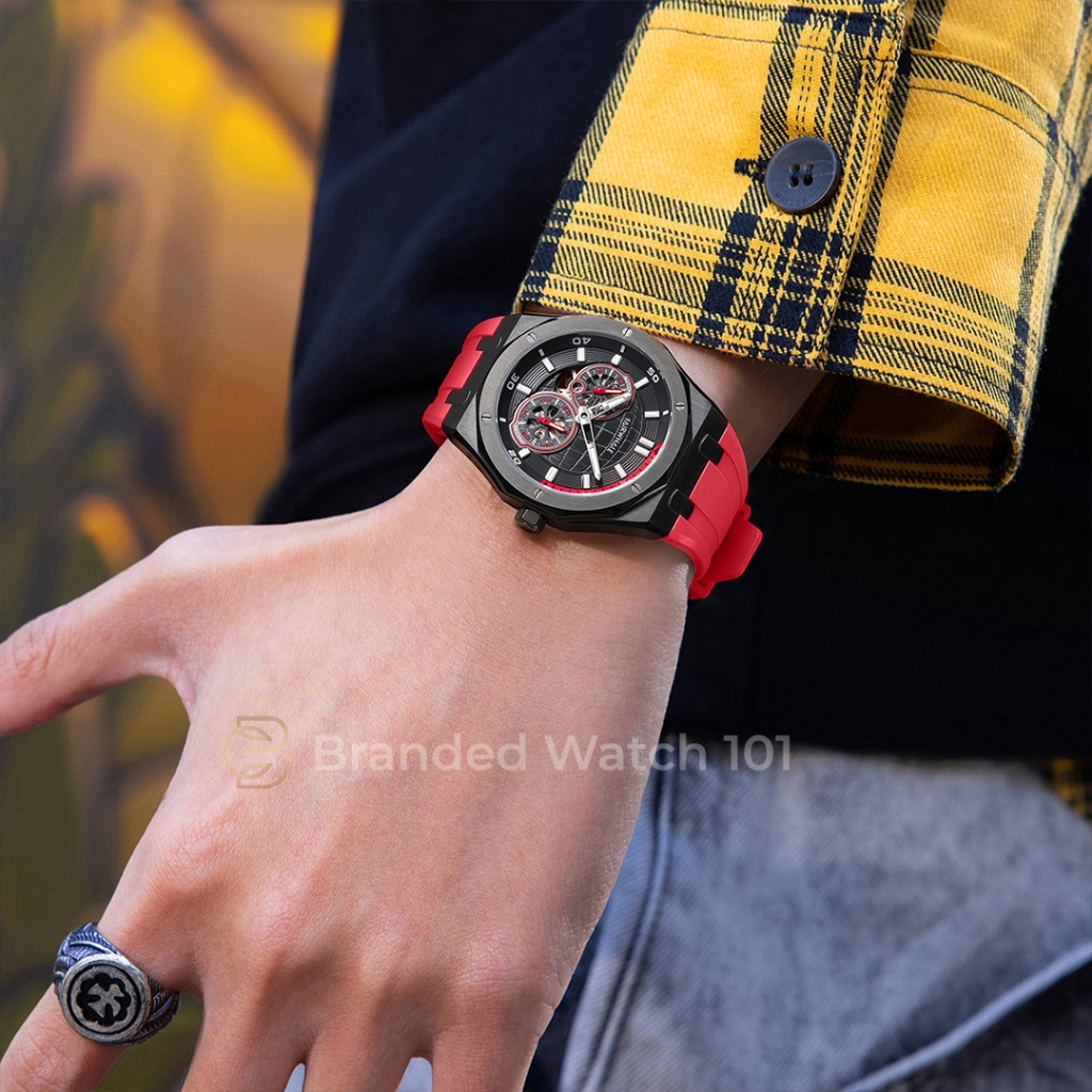 ORIGINAL Jam Tangan Pria Mark Fairwhale 6460 Matic Skeleton Jam Pria Automatic Rubber Strap