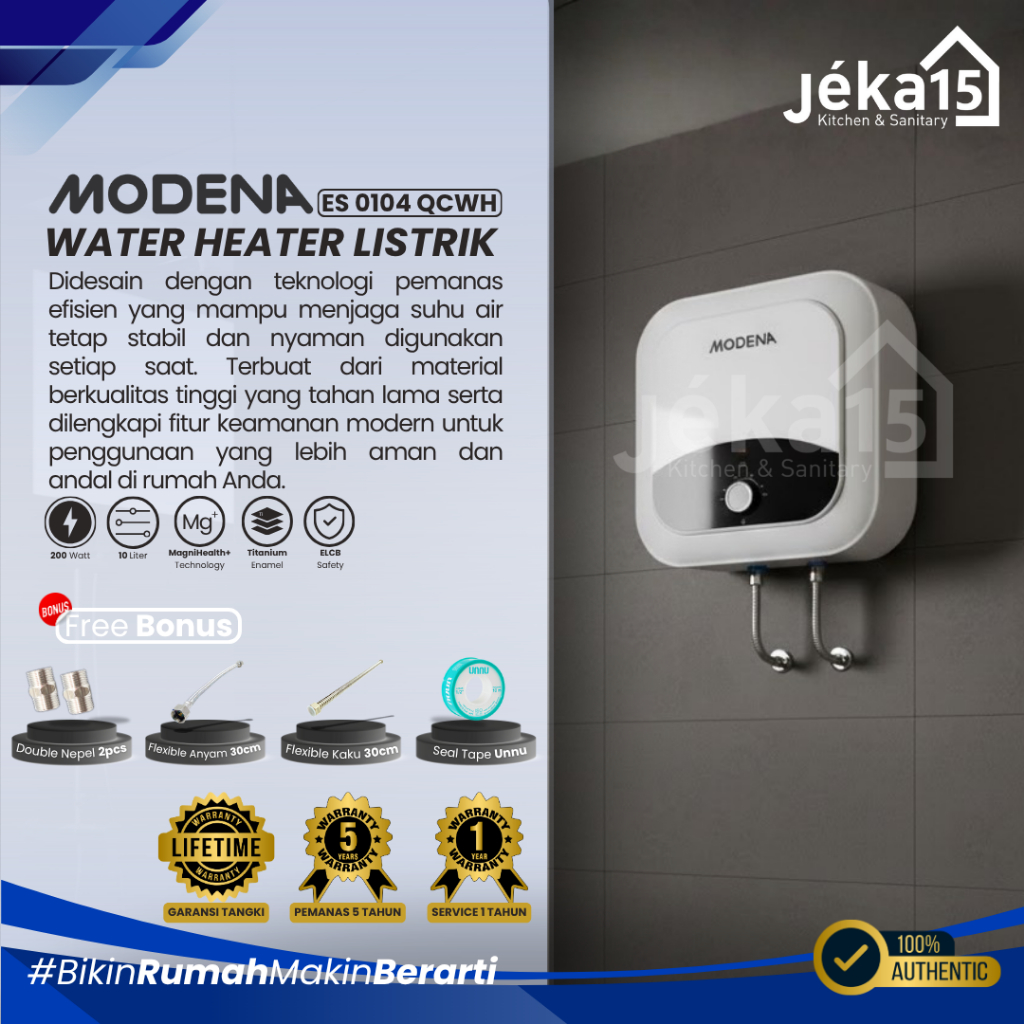 JEKA15 - MODENA ES 0104 QCWH Water Heater Listrik - Pemanas Air Mandi 10 L