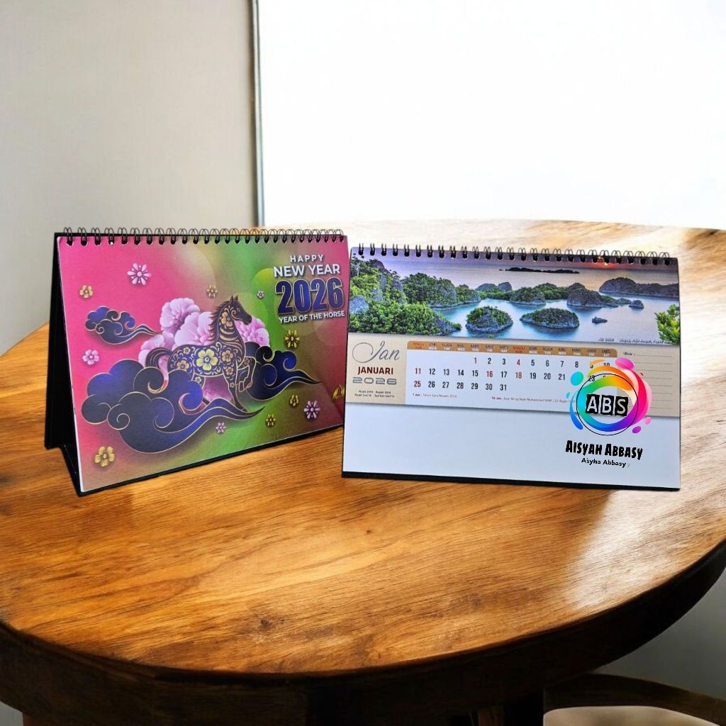 Kalender Meja Jumbo Tahun 2026 AO 2000 Pemandangan Alam Indonesia 23,5 × 16,5 cm(terima castume ceta