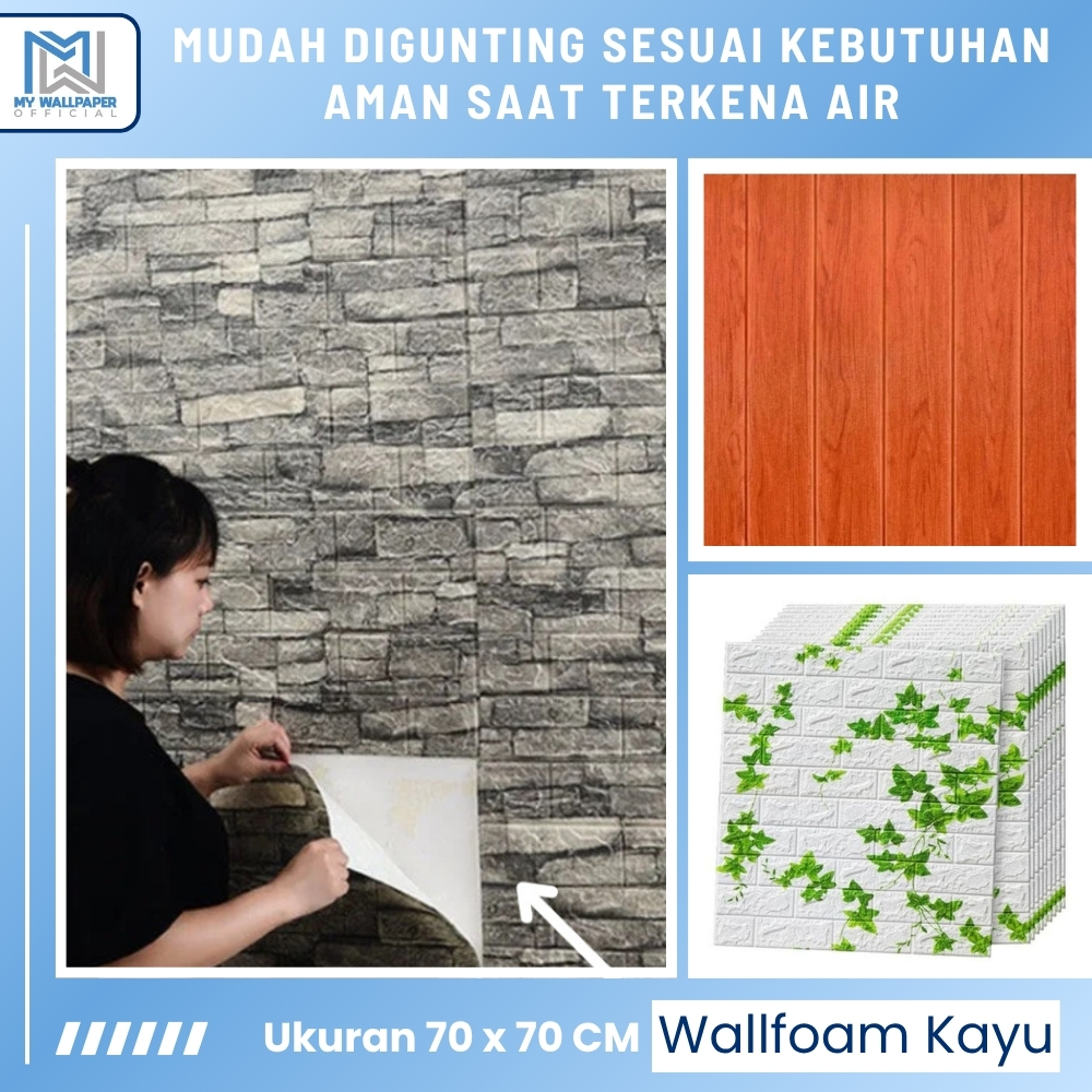 WallFoam Foam Dinding Motif Kayu Wall Foam Dinding Motif Bata 70x77 Wall Foam Kayu Foam Dinding 3D