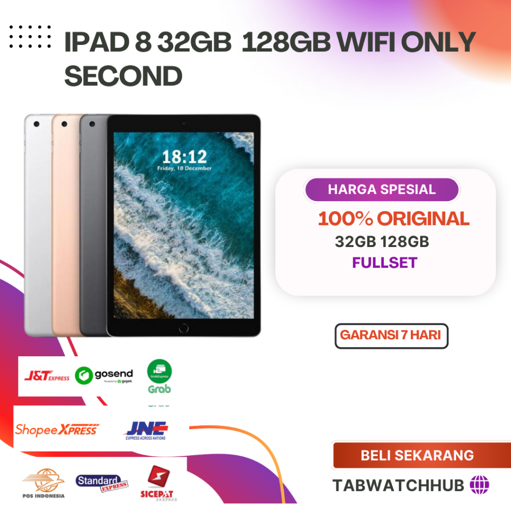 Ipad 8 10.2 Inch 2020 Gen 8 32GB 128GB Wifi Only Second