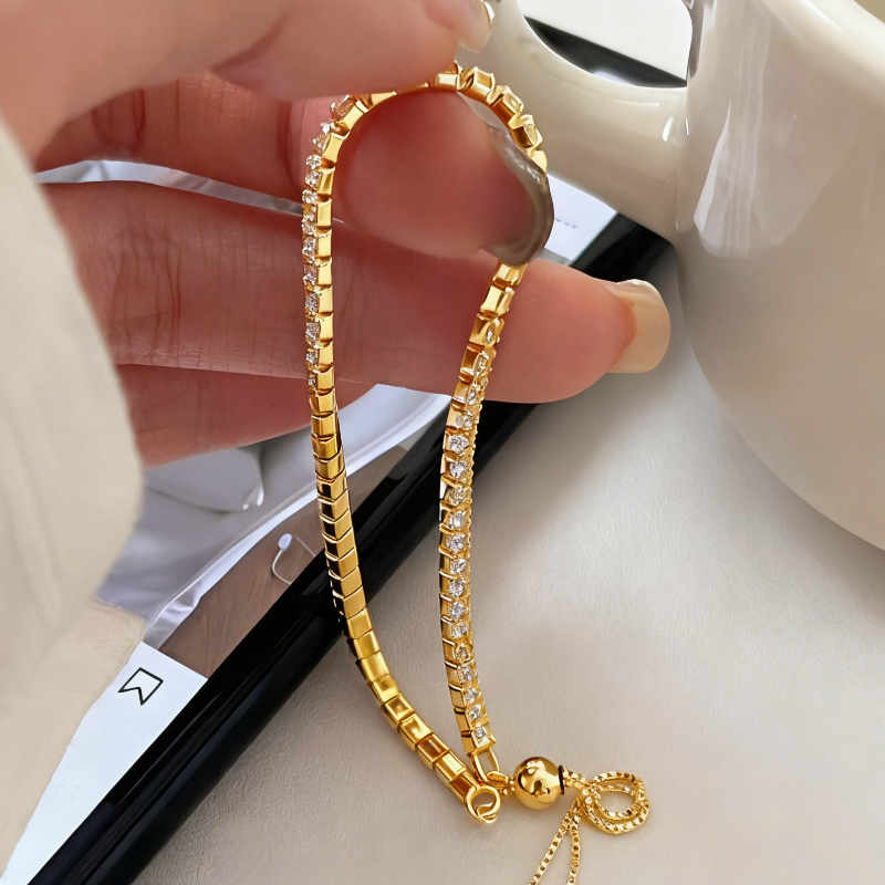 Gelang Tennis Zirkonia Adjustable Gold-plated 18K