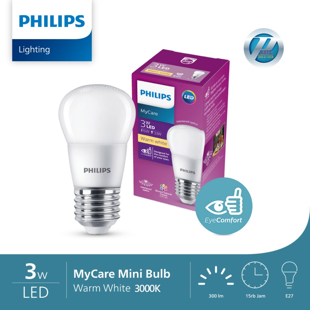 Lampu Bohlam Rumah  PHILIPS LED Bulb MyCare 3 4 6 8 10 12 14.5 W Watt - Warna Kuning Warm White (300