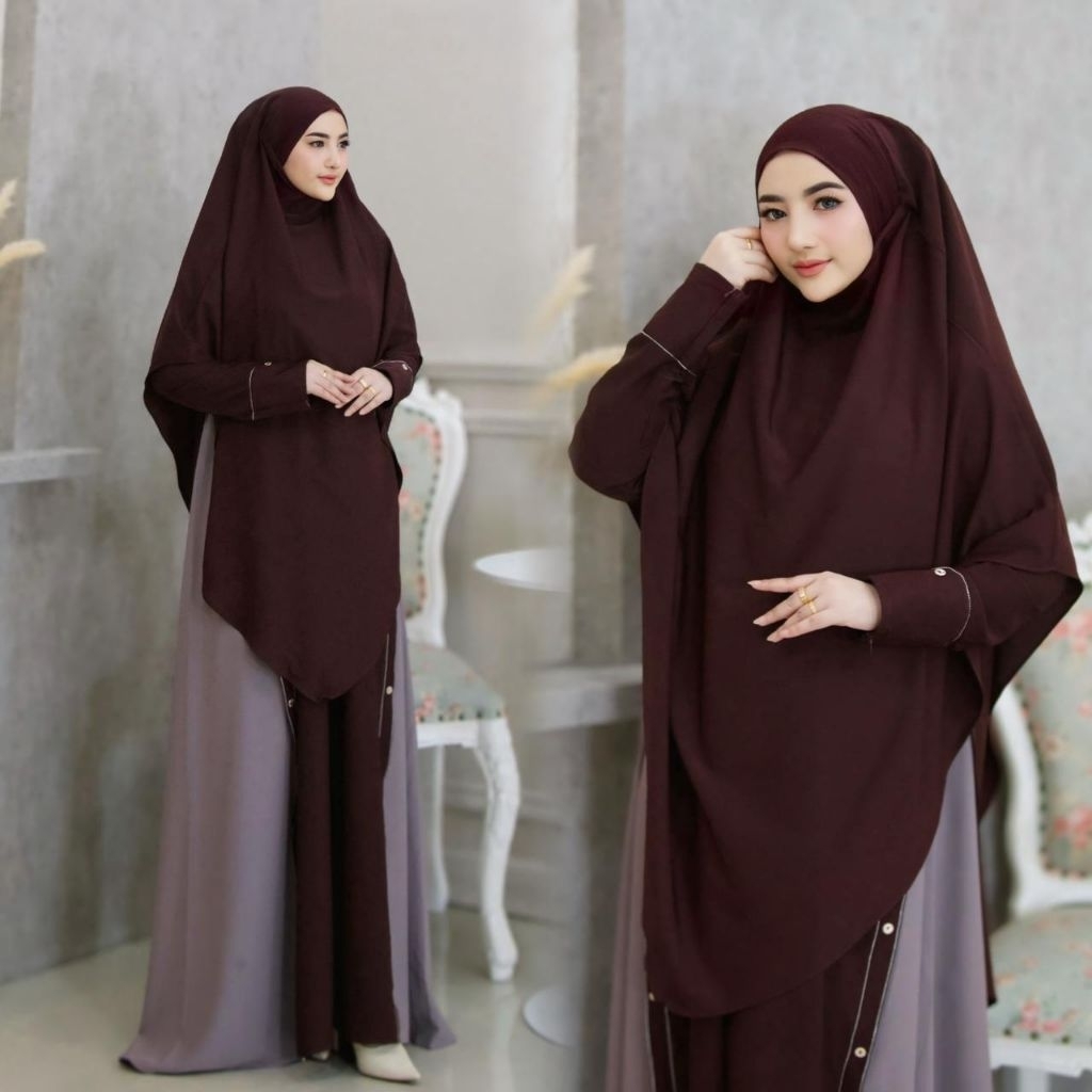 Hanin Set Khimar by Syafeera / gamis syari premium set fk terbaru / gamis haji umroh kekinian HQ