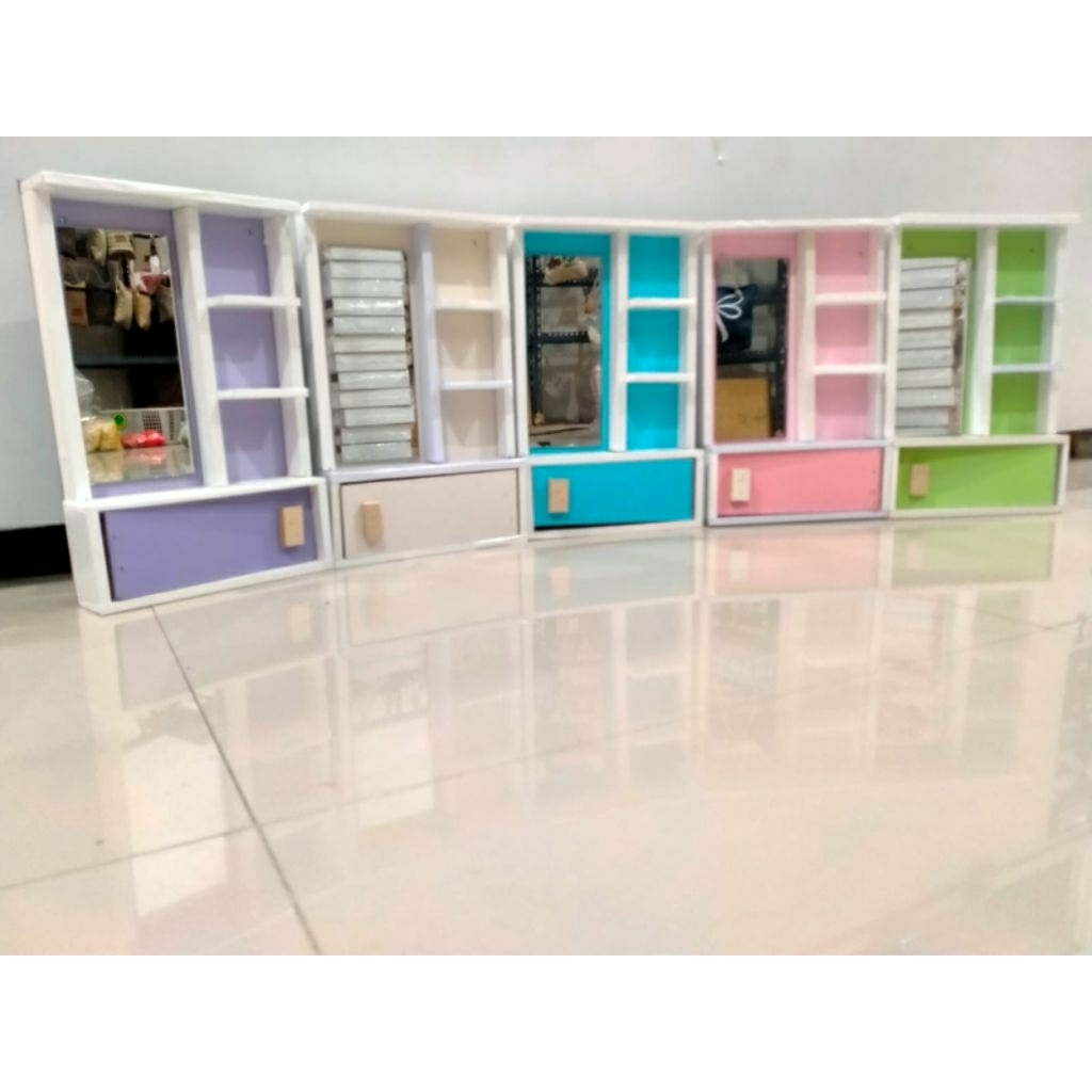 RAK KOSMETIK LACI GANTUNG MINI/ CERMIN RIAS MINIMALIS/ RAK RIAS KOSMETIK RAK RIAS MAKE UP KAYU MINI