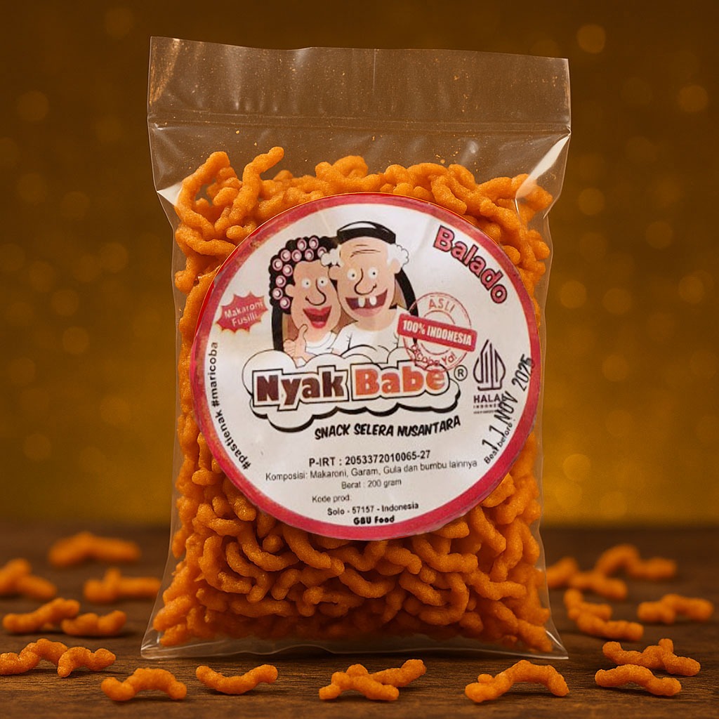 Nyak Babe Snack Makaroni Spiral Macaroni Rasa Pedes Balado Berat 200gr