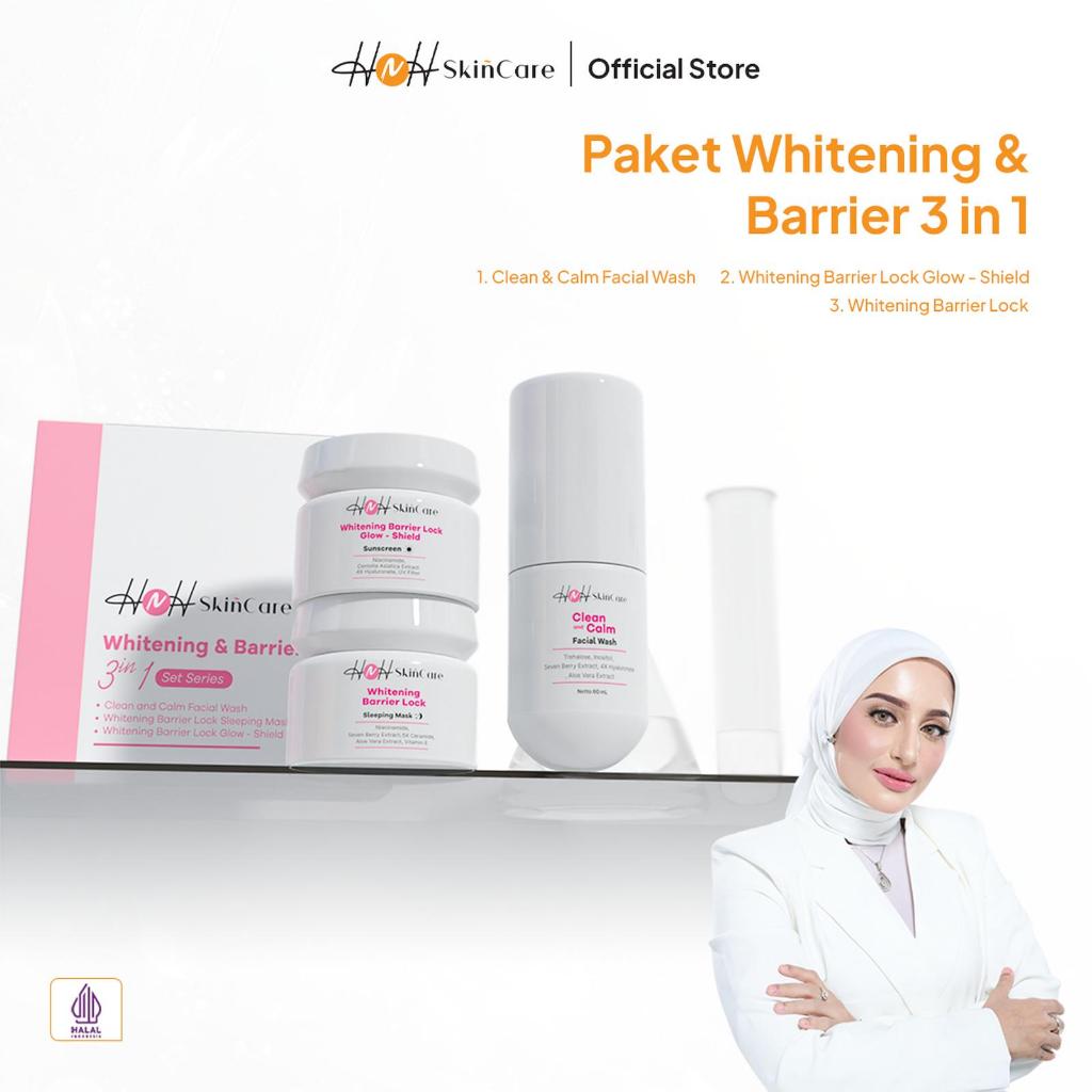HNH Skincare - Paket Whitening Barrier Lock Bundle 3in1 - Paket Skincare Remaja untuk Skin Barrier