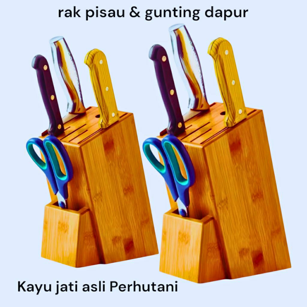 rak pisau dan gunting dapur/rak pisau dapur kayu