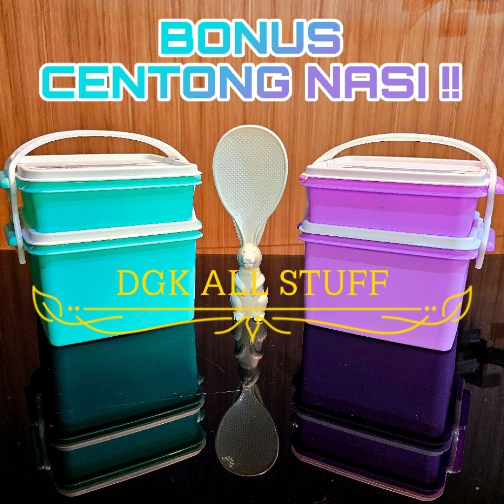 Rantang Segi Persegi Petak Tempat Kotak Makan Bekal Bontot Anak Kerja Katering Prasmanan Piknik Haja