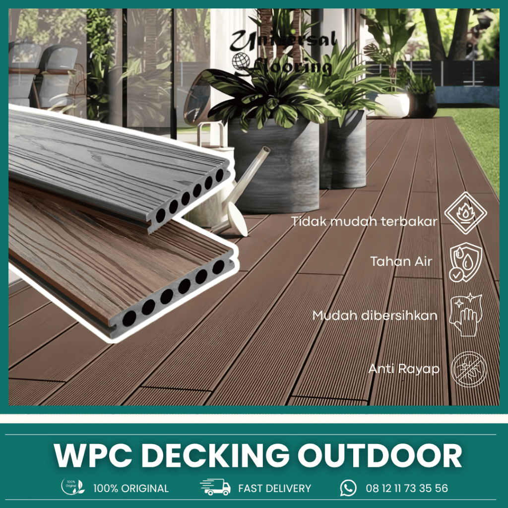 WPC Decking Outdoor Lantai Kayu Kolam Renang / Taman |  WPC Flooring Lantai Motif Kayu