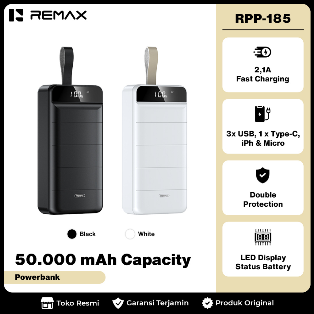 REMAX Leader Series 2.1A Fast Charging Power Bank 50000mAh RPP-185