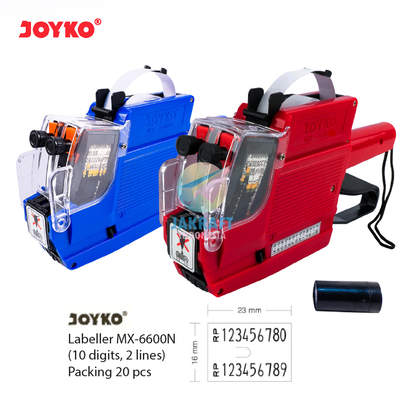 (1 Unit) Alat Cetak Label Harga JOYKO MX-6600N 2 Baris 10 Digits Angka - Angka Price Labeller Number