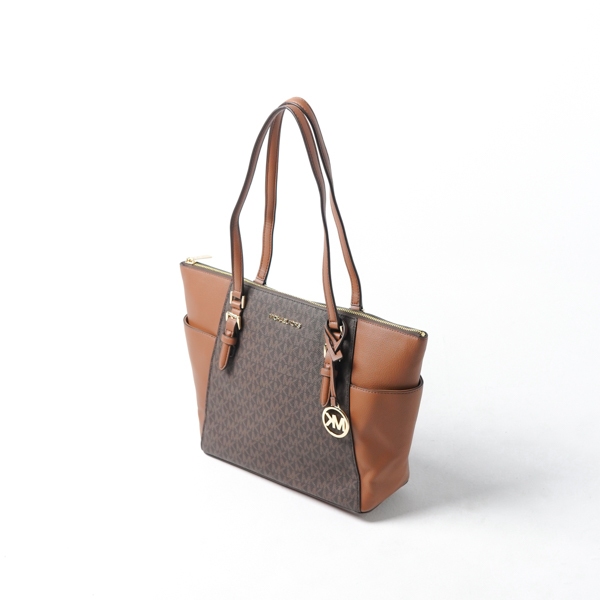 Tas MICHAEL KORS MK MONOGRAM BROWN CAMEL SIDE TOTE BAG 100% ORIGINAL