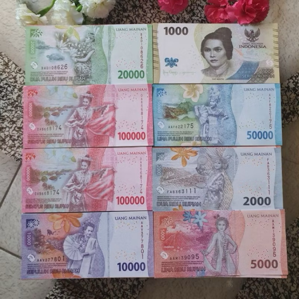 [COD] 100 LEMBAR UANG MAINAN UANG DEKORASI BAHAN DOFF MIRIP UANG MAINAN UNTUK BUKET MAHAR UANG MAINA