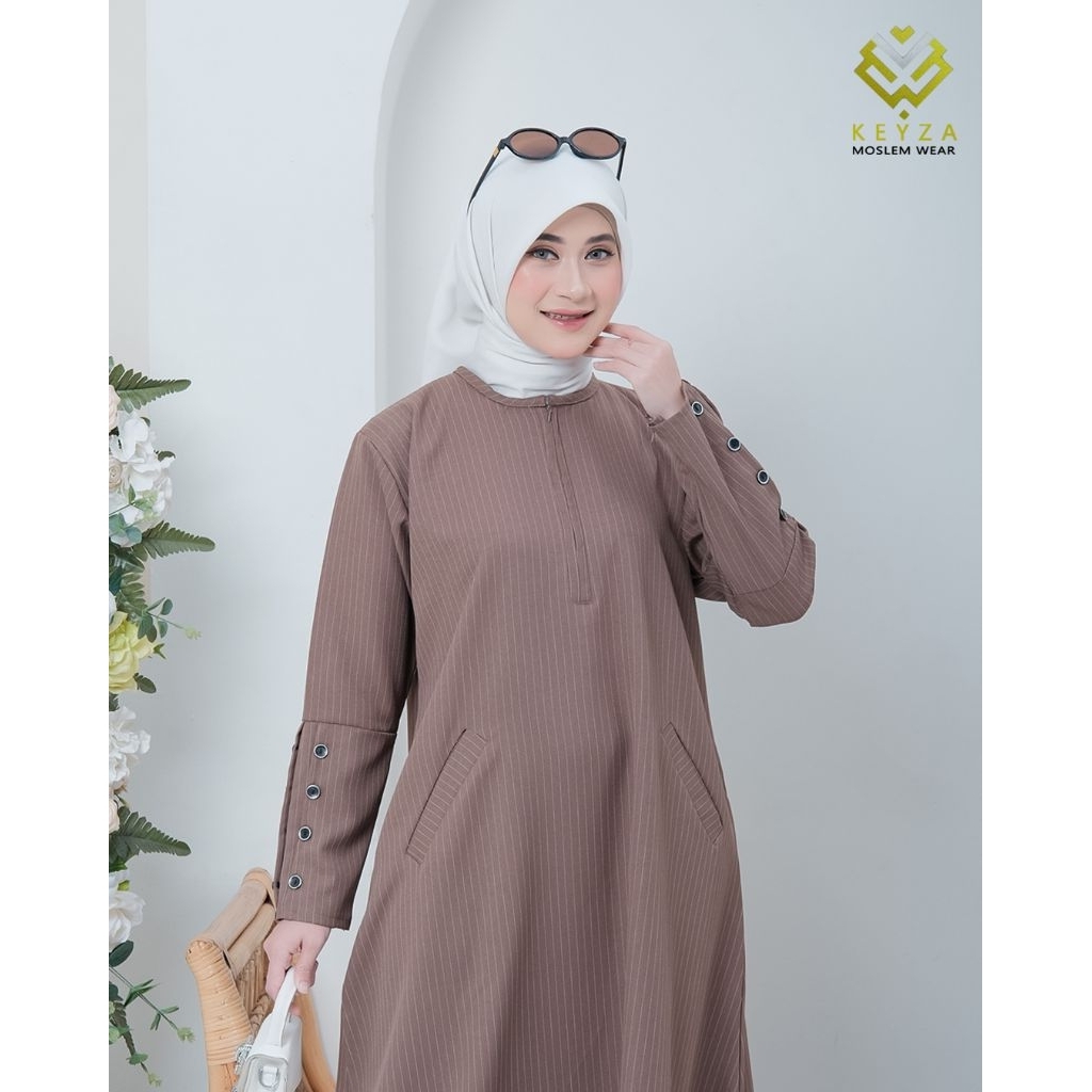 Rihana dress | Gamis Abaya Stripe salur terbaru by Keyza Moslem wear