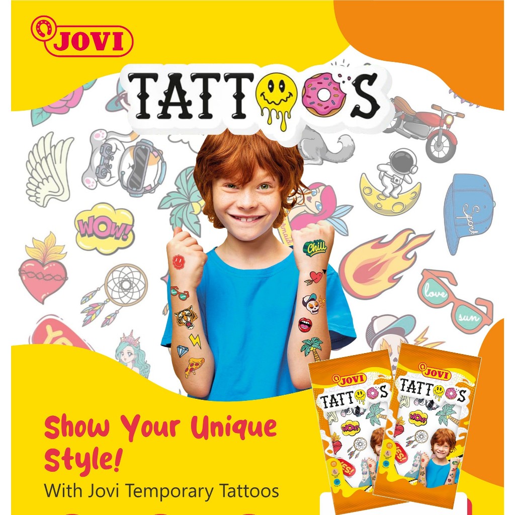 Jovi Temporary Tattoos Sticker - Kids Tattoo Temporer Stiker Tempel Anak - Tato Semi Permanen