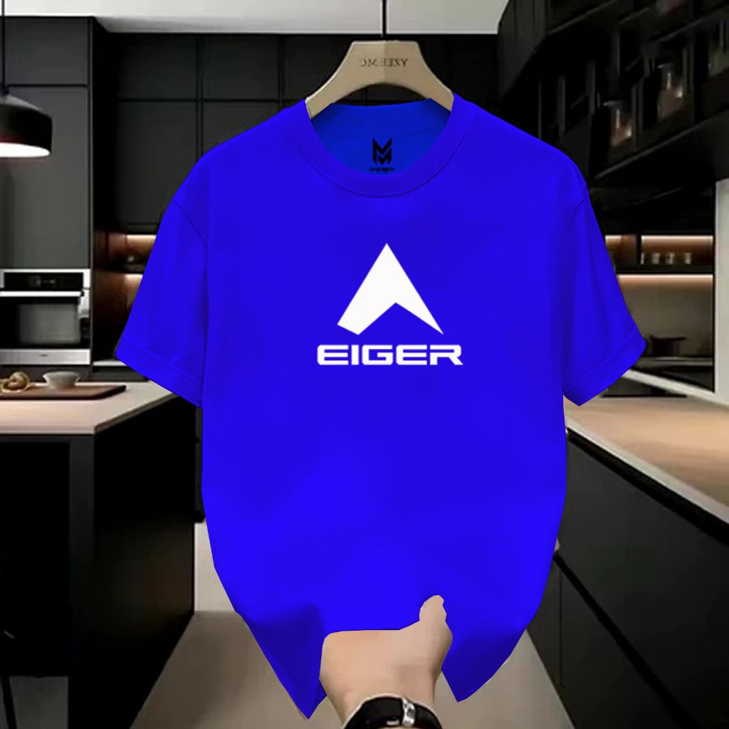 Kaos Distro Premium Oversize Lengan Pendek Eiger Blok Motif Putih Kaos Oblong Cotton Combed 24s Teba