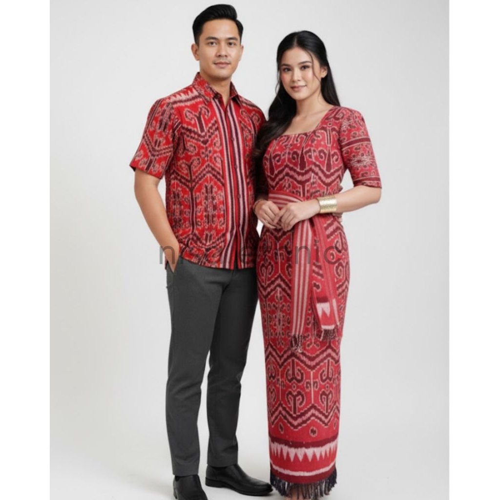 baju couple tenun motif Kalimantan